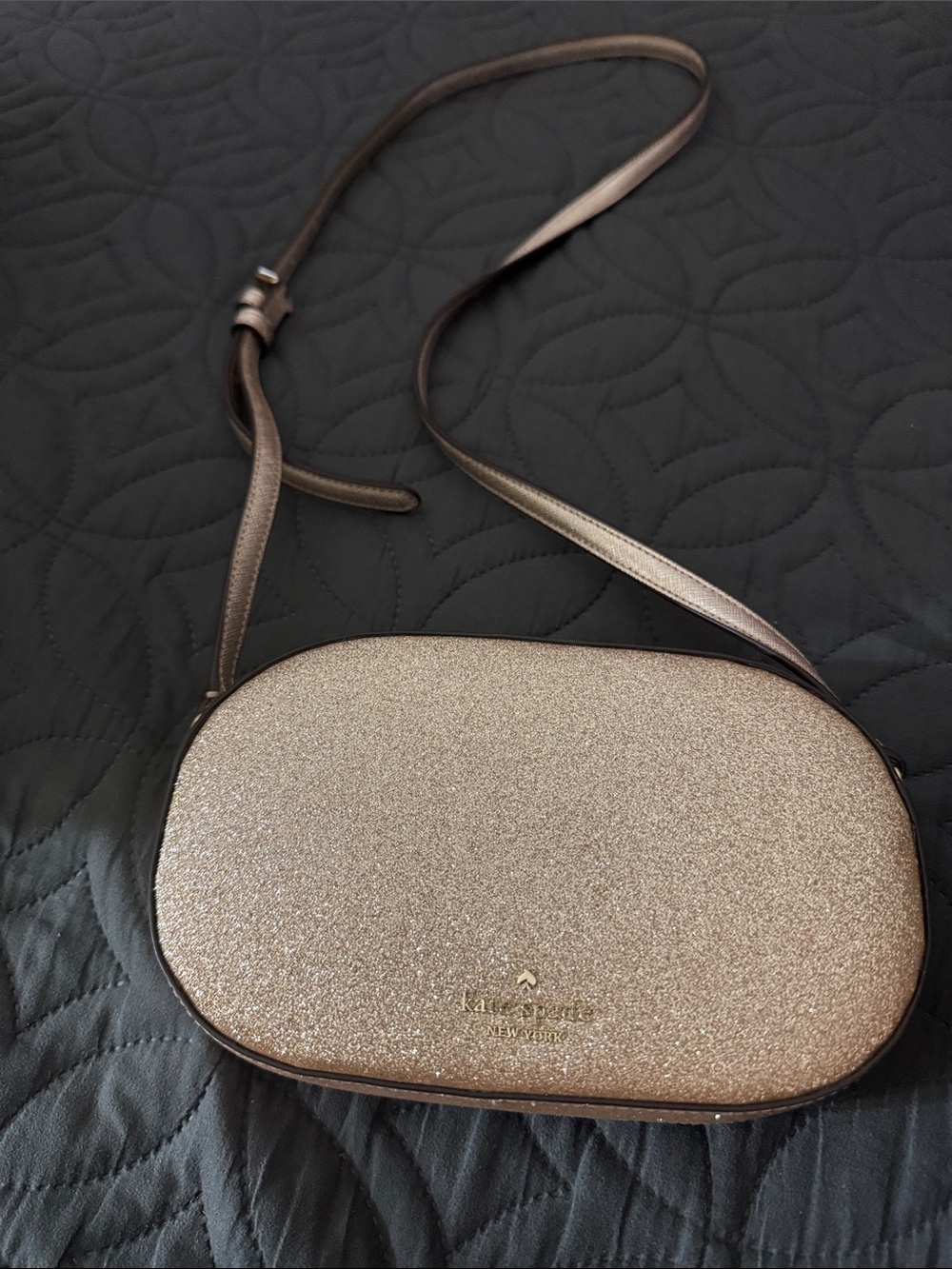 kate spade Rose Gold Glitter Oval Crossbody